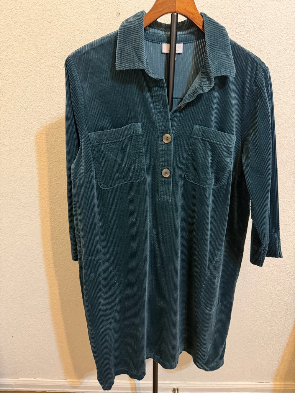 J. Jill peacock Green Corduroy shirt dress shift tunic lagenlookfall oversized